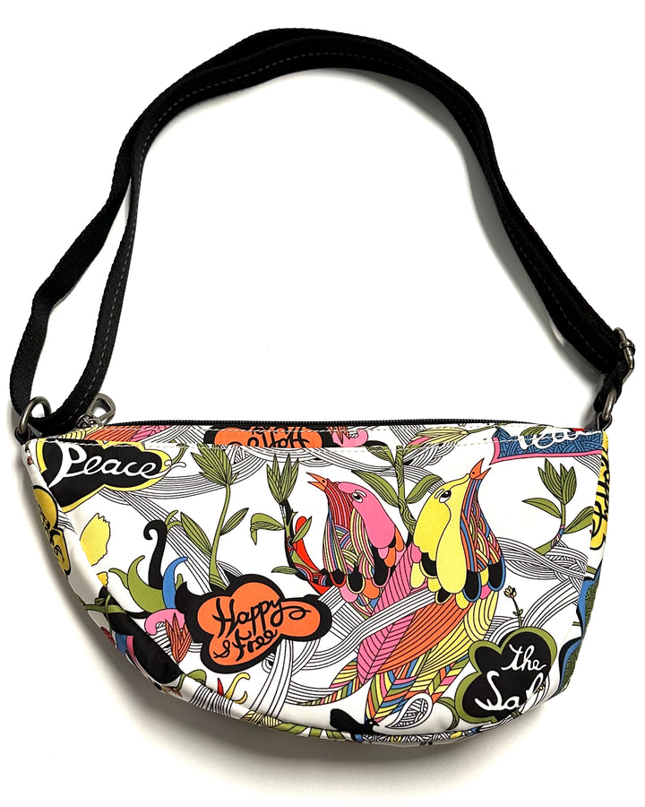 White Graphic Nature Print Crossbody Sling bag