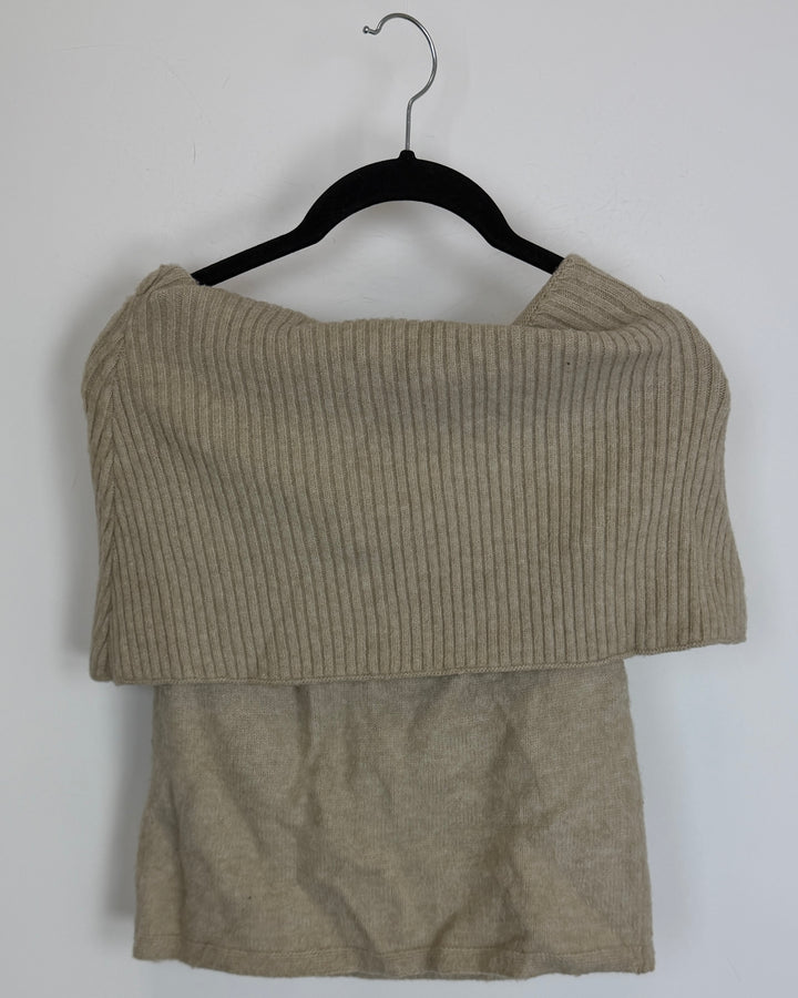 Tan Knit Off The Shoulder Top - Size 4/6