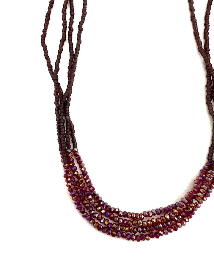 Purple Beaded Layered Necklace