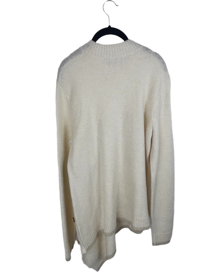 Cream Asymmetric Multi Texture Sweater - Size 4/6