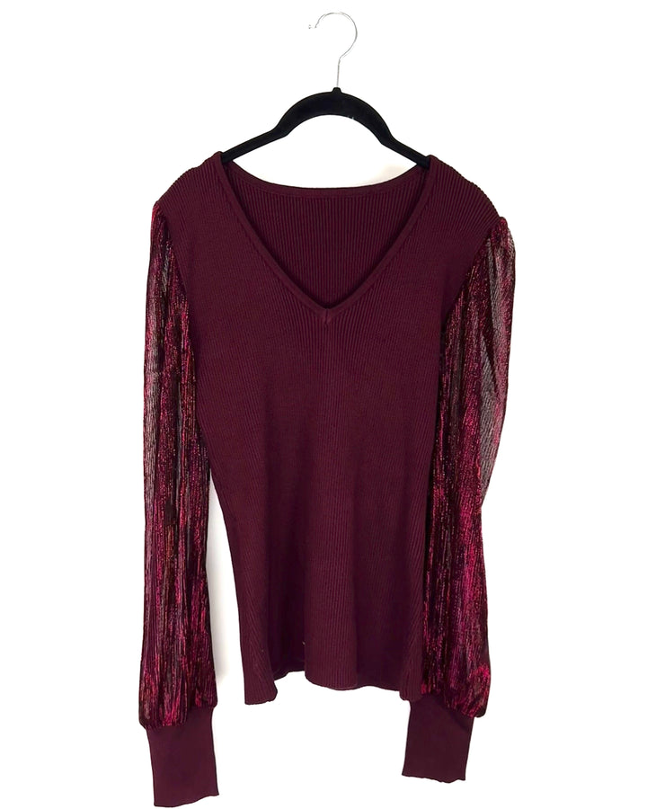 Burgundy Red Long Sleeve Top - Size 6/8