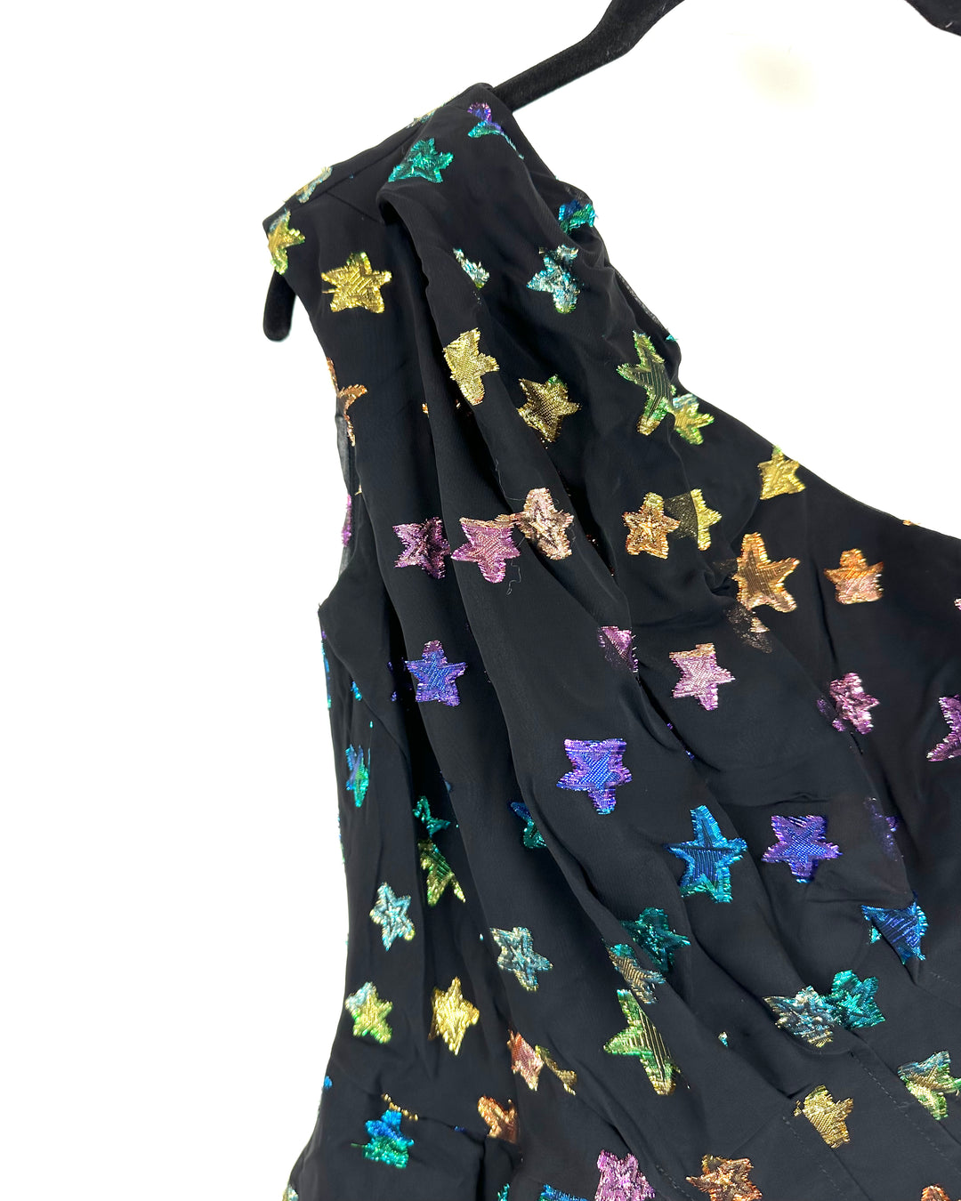 Black Star Pattern Asymmetric Dress - Size 4/6