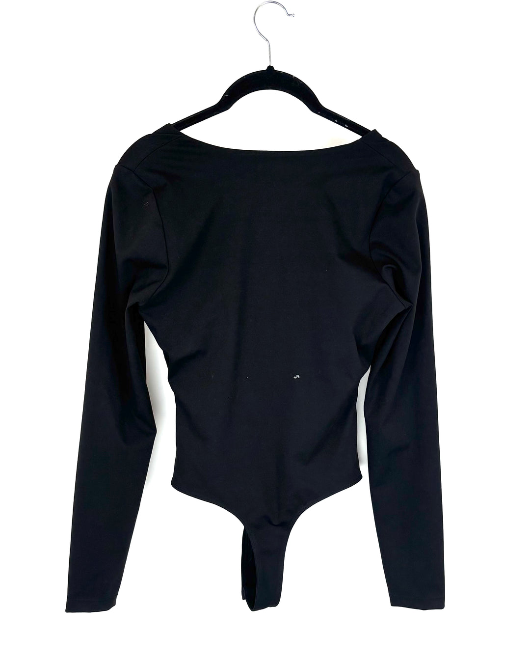 Black Long Sleeve Flower Bodysuit - Small