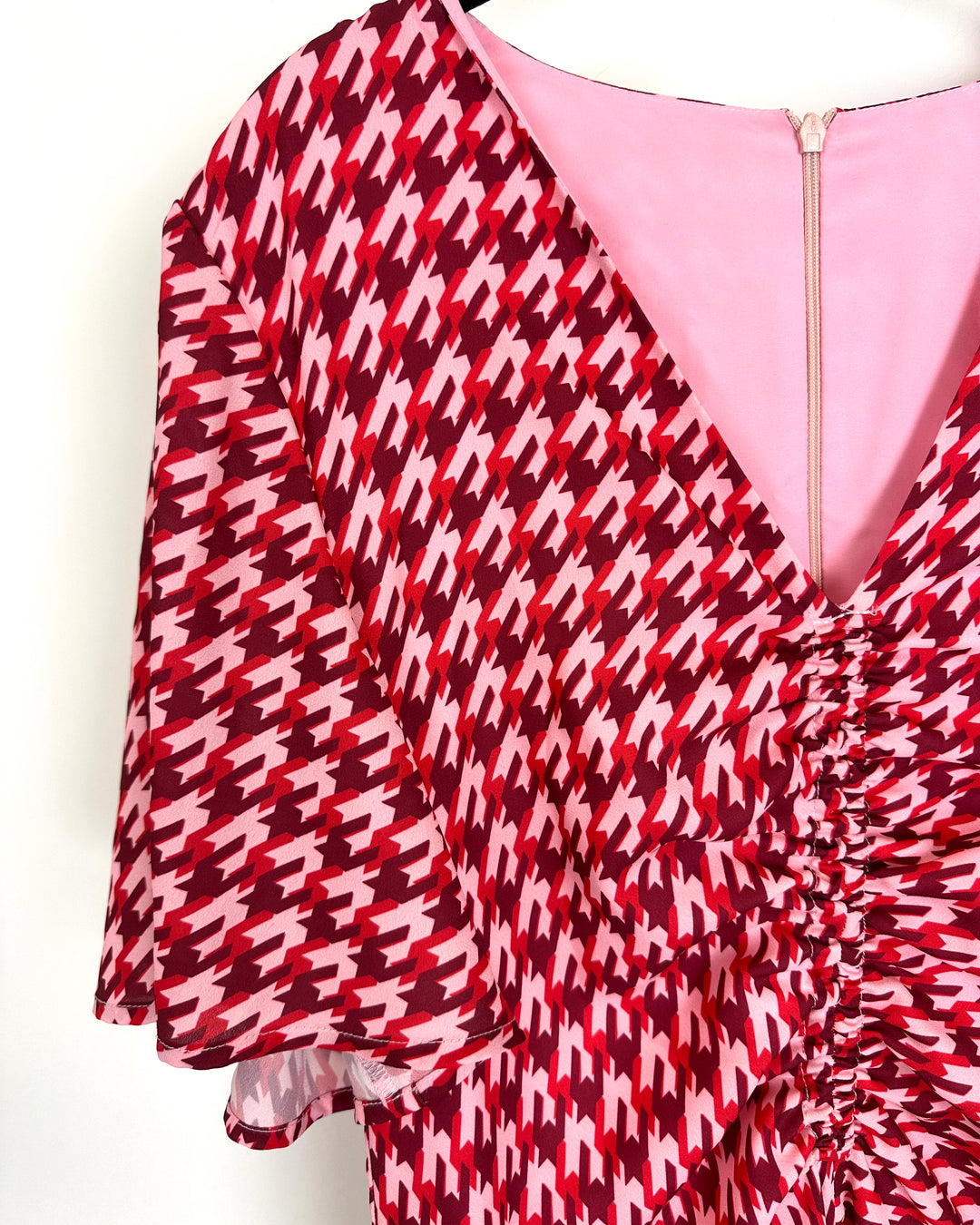 Pink and Red Houndstooth Dress - Size 6/8