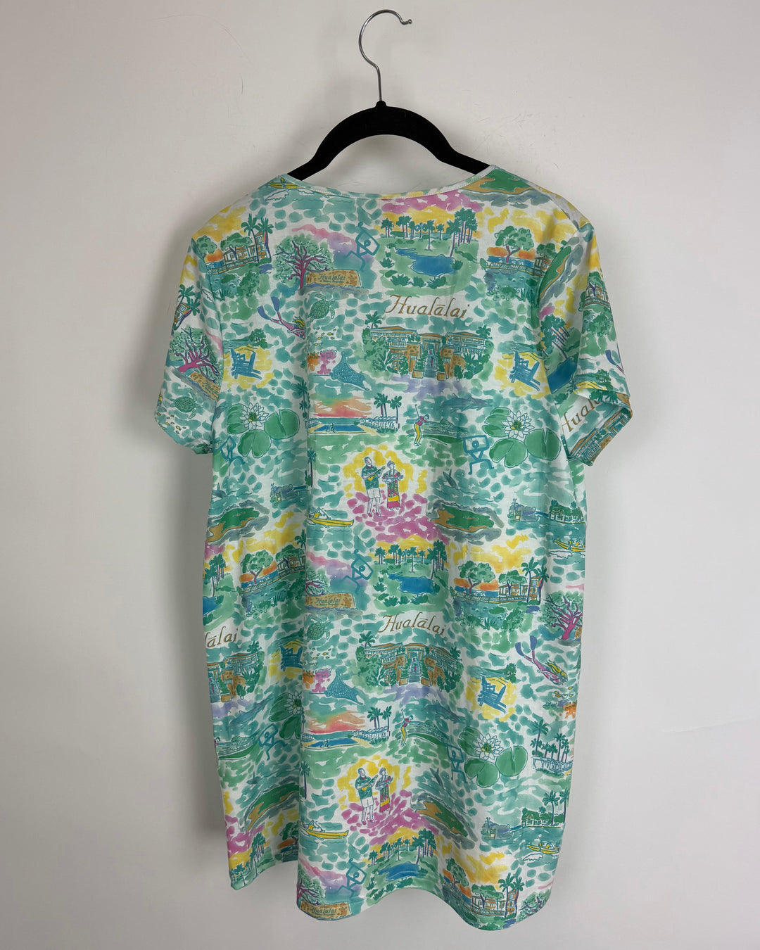 Teal Hawaiian Print T-Shirt - Size 2/4 and 4/6