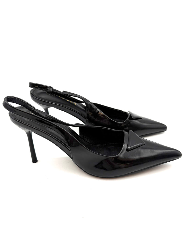 White Fox Slingback Heels - Size 8