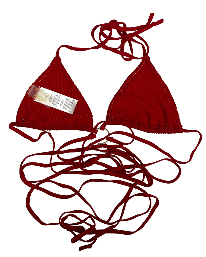 Red Textured Strappy Bikini Top - M, L, XL