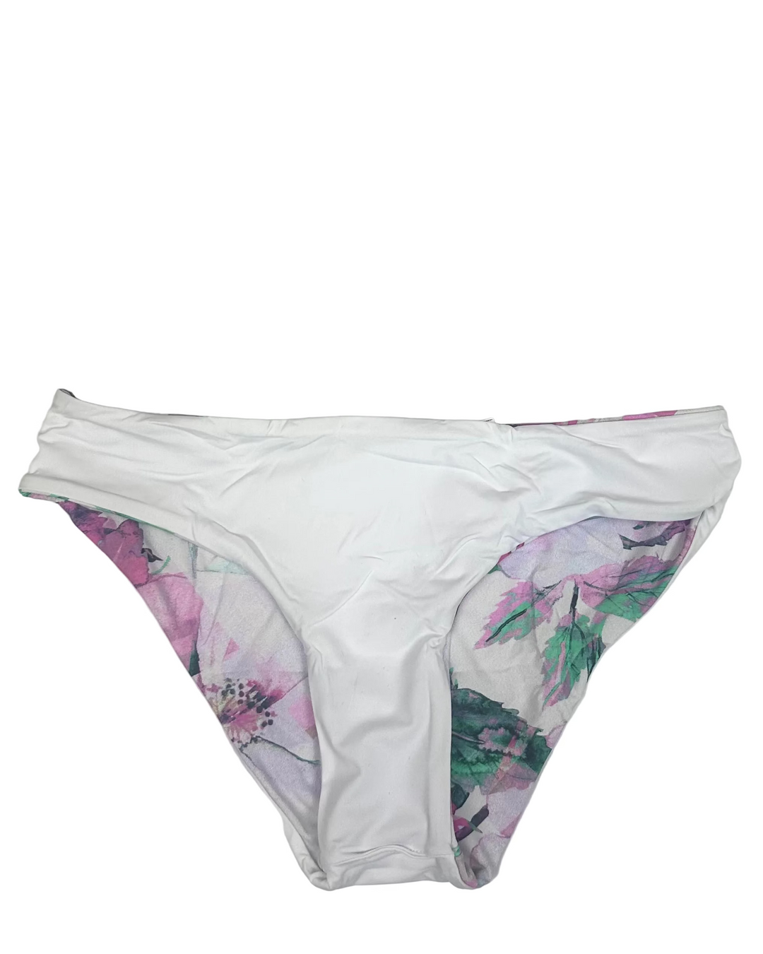 Purple Floral and White Reversible Classic Bikini Bottom - XS, S, M, L, XL