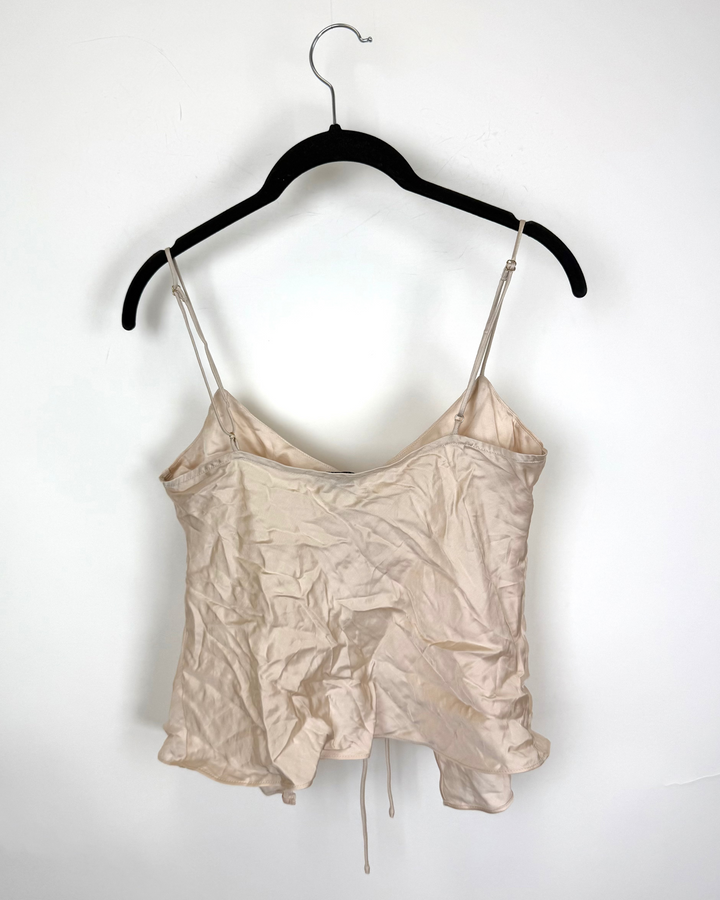 Muted Rose Gold Front Double Tie Top - 2/4