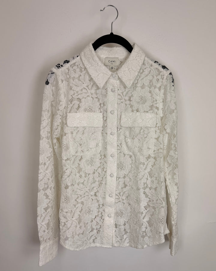 White Lace Blouse - Size 0/2