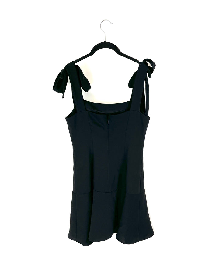 Black Mini Dress with Bow Tie Straps - Size 4-6