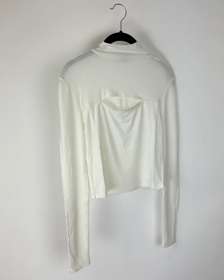 Cream Cutout Mock Neck Top - Size Extra Small & Petite Medium
