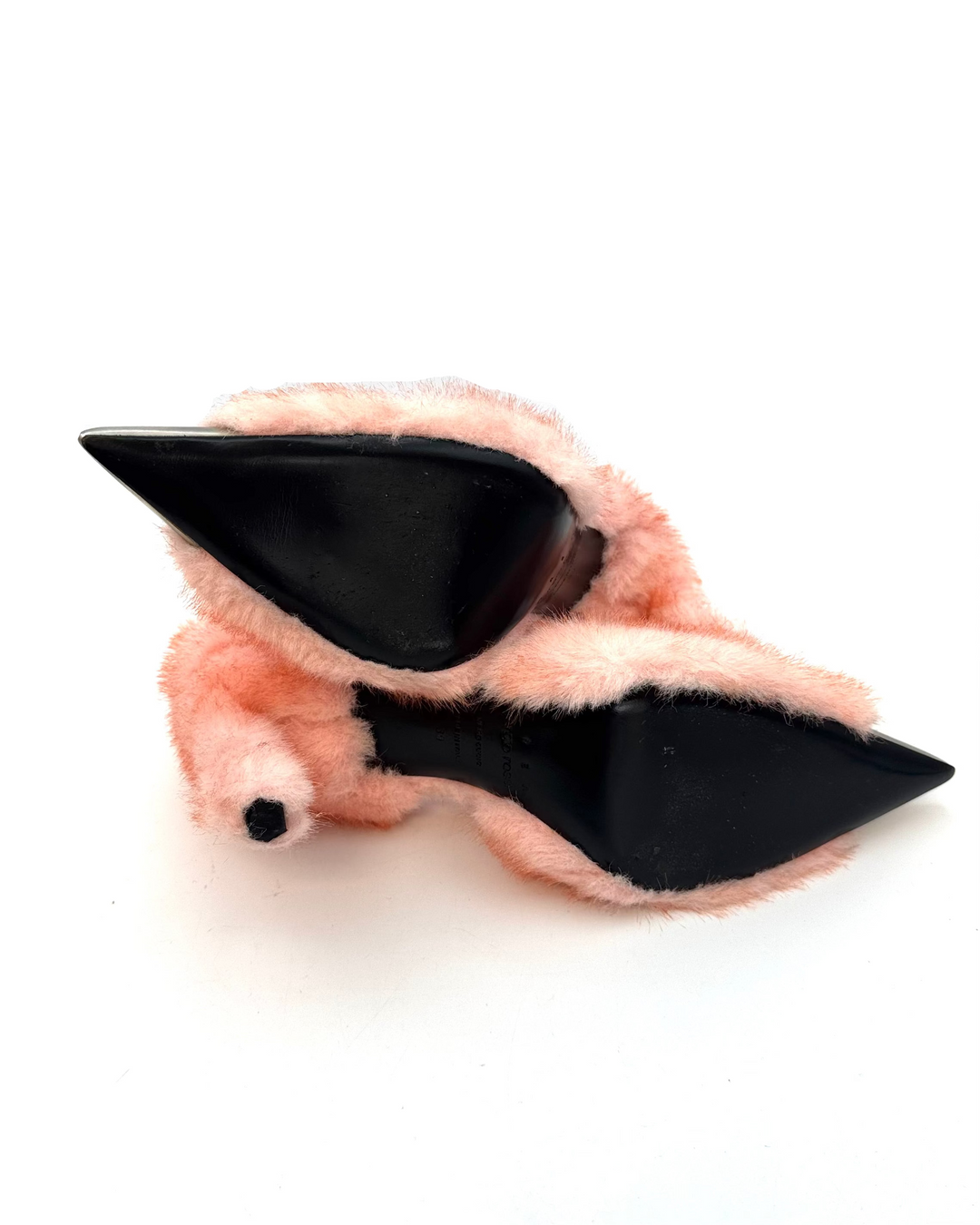 Peach and Silver Faux Fur Heels - Size 39