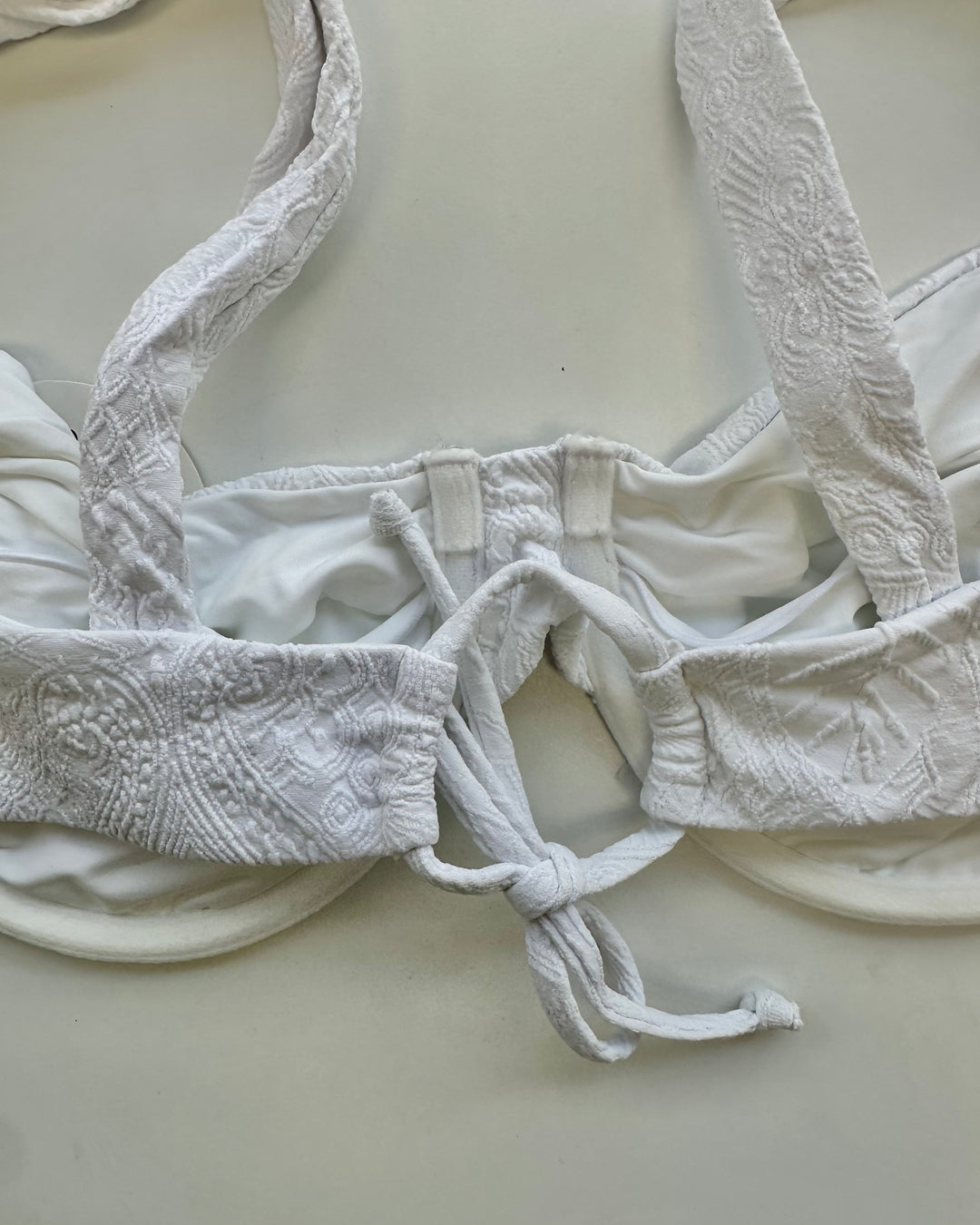White Embossed Underwire Bikini Top - Extra Large and Extra Extra Large