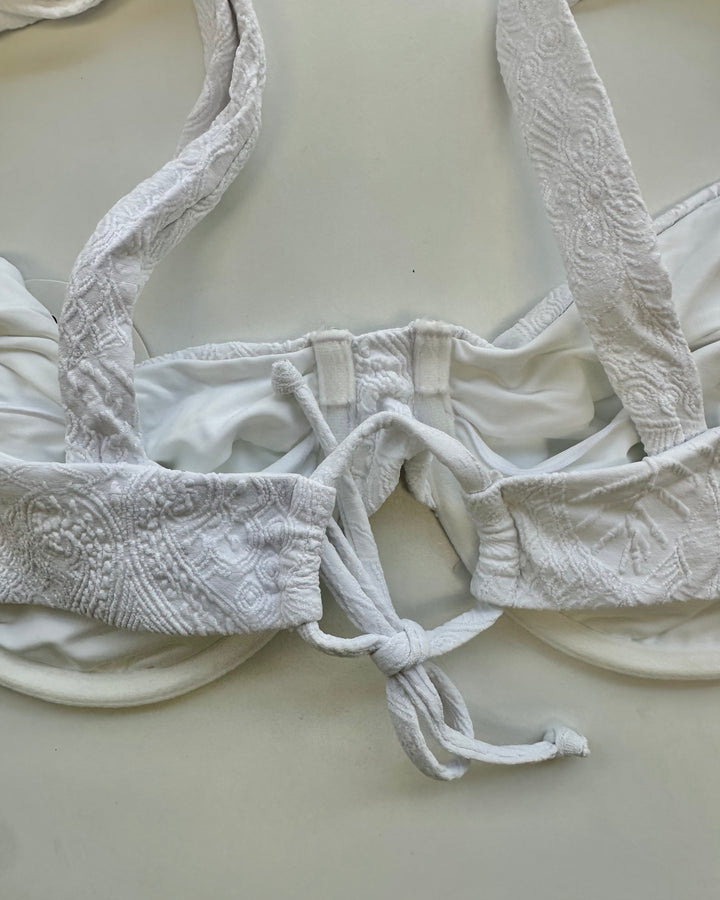 White Embossed Underwire Bikini Top - Extra Large and Extra Extra Large