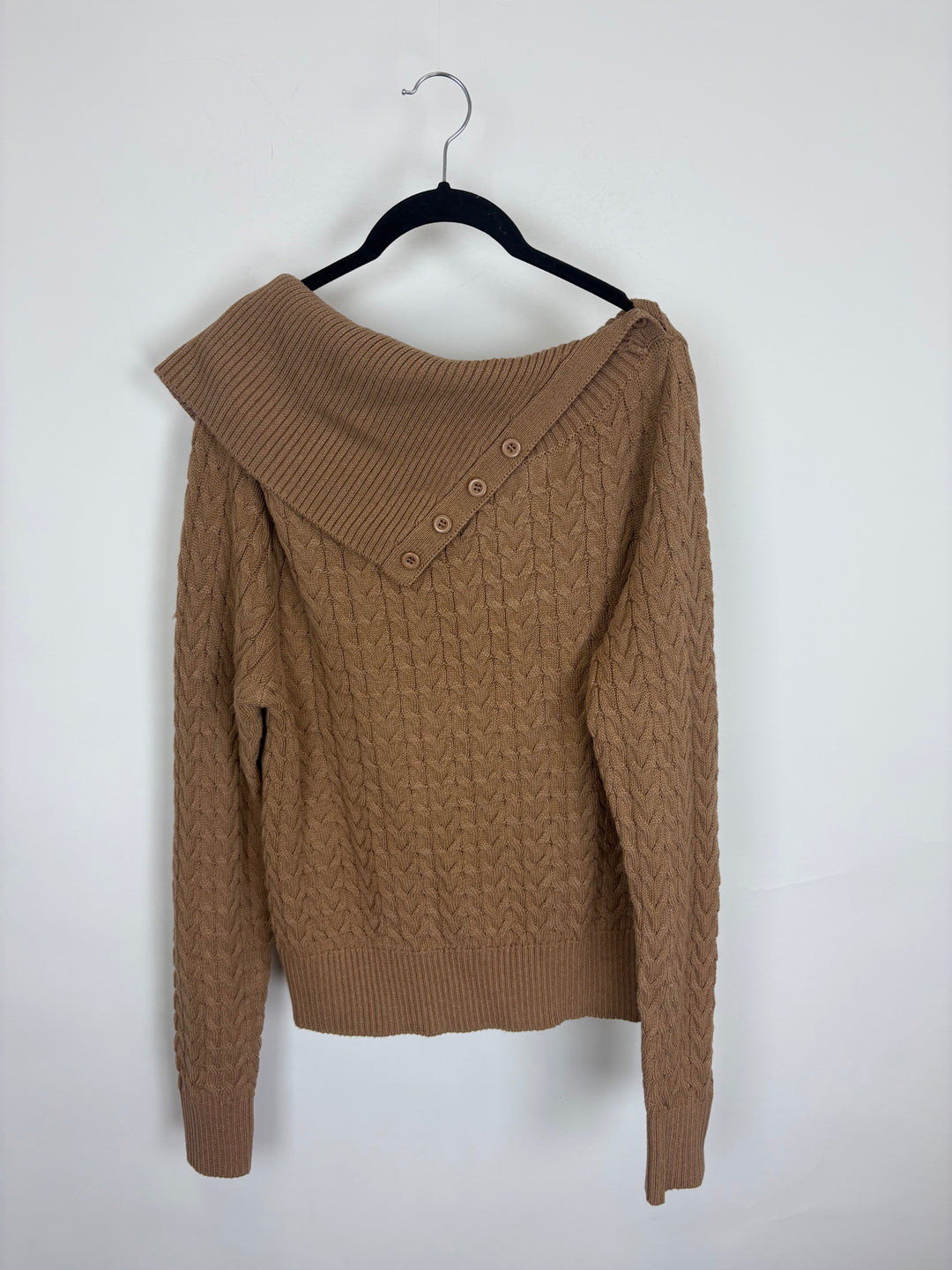 Brown Asymmetric Collar Sweater - Size 6/8