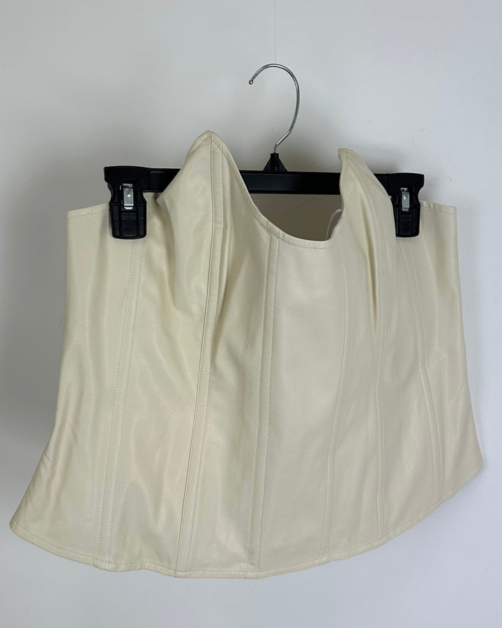 Miaou Cream Faux Leather Corset Top - 3X