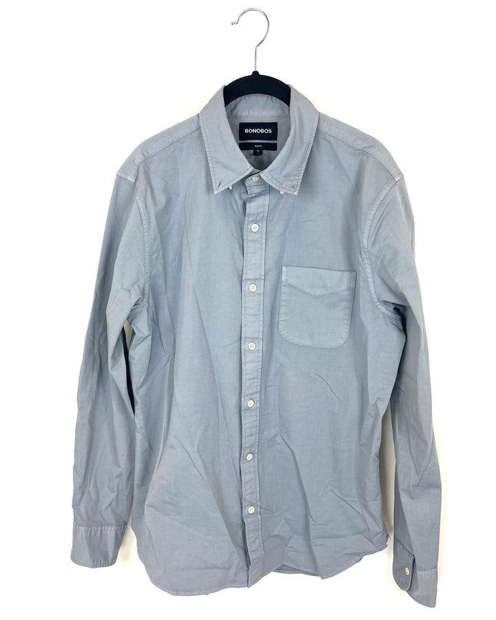 MENS Steel Gray Collared Shirt - Slim Fit Medium