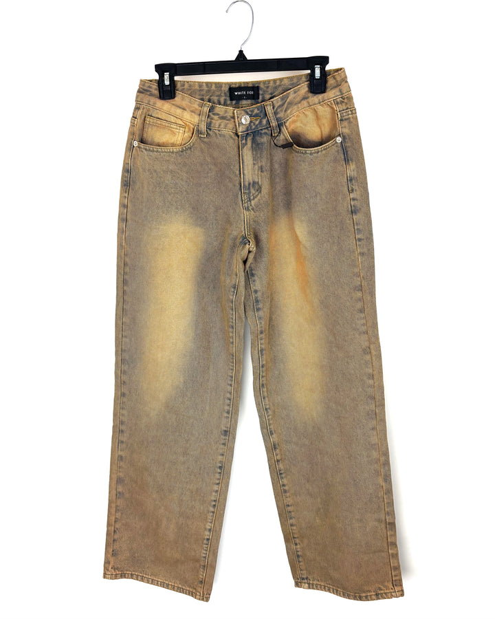White Fox Brown Acid Wash Jeans - Small