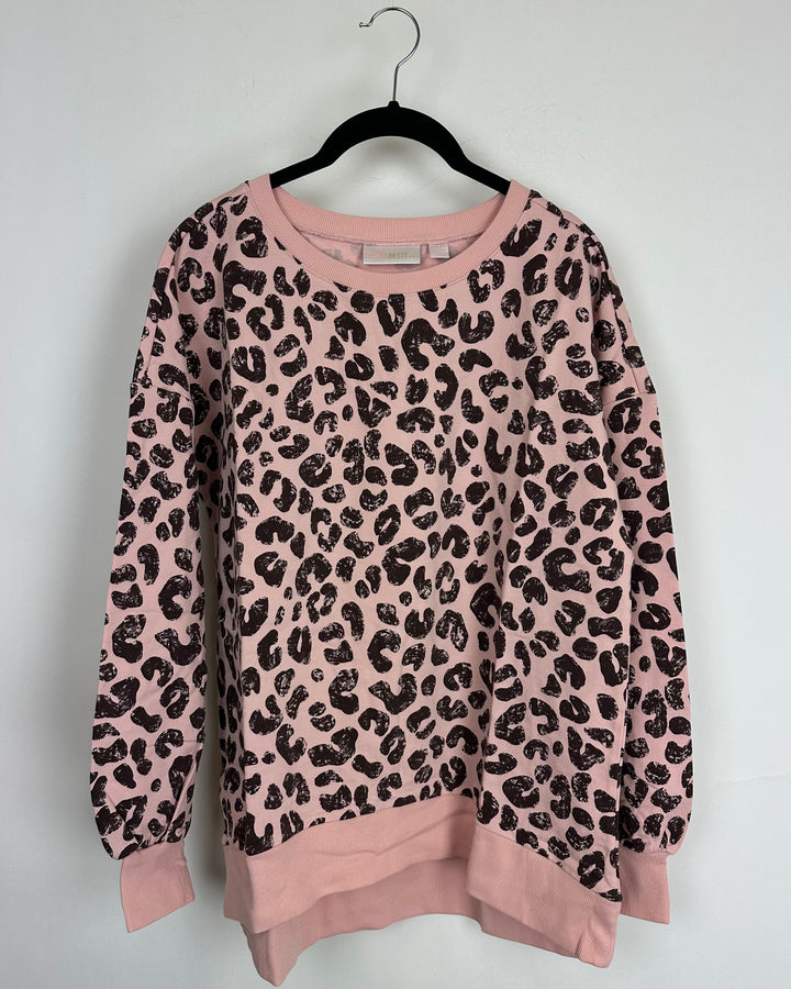 Pink Leopard Print Top - Size 6/8