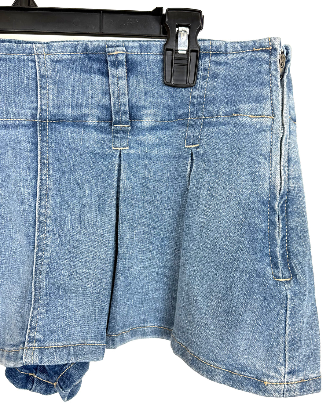 Ultra Mini Denim Pleated Mini Skort - Size 6
