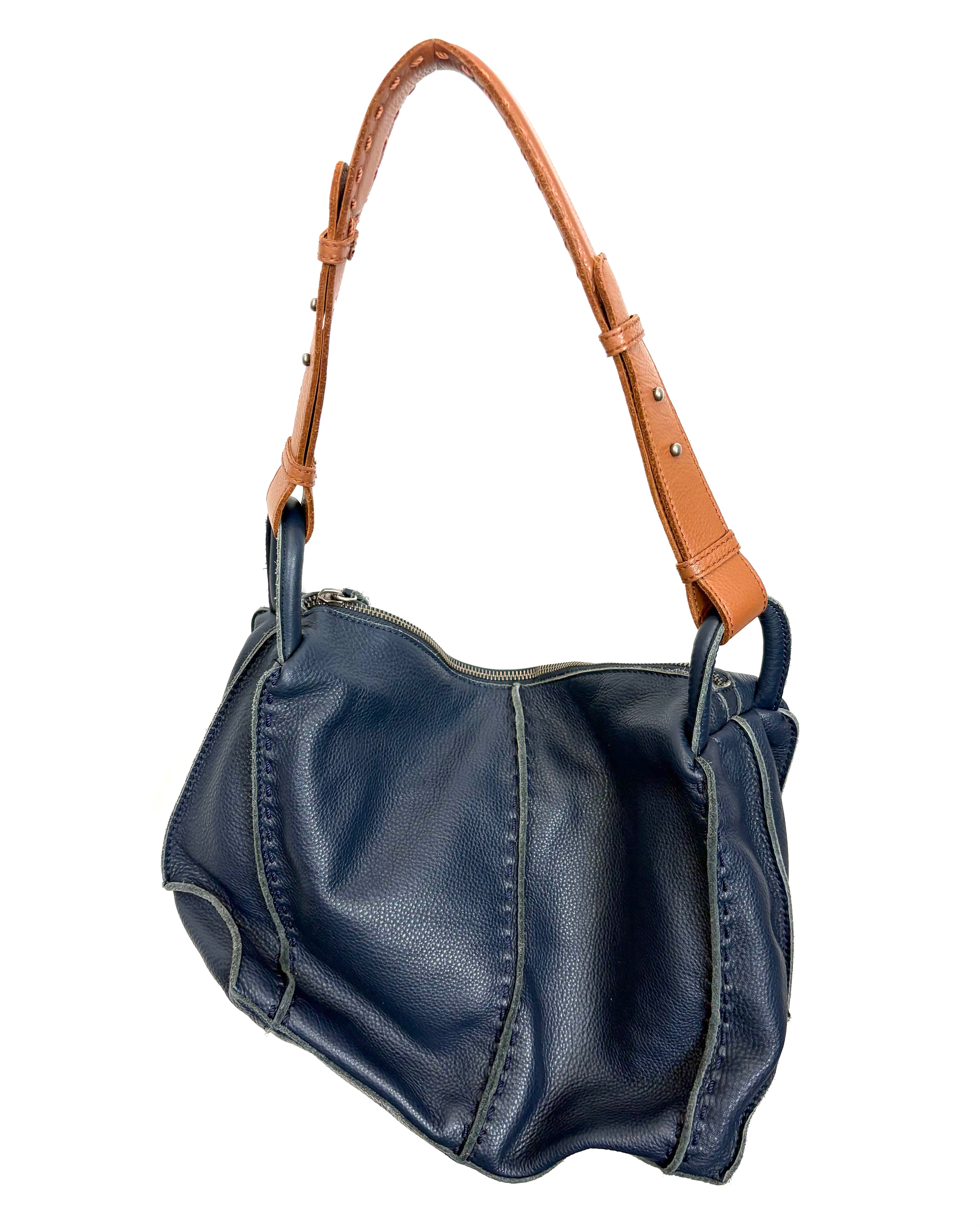 Denim Blue Leather Shoulder Bag – The Fashion Foundation