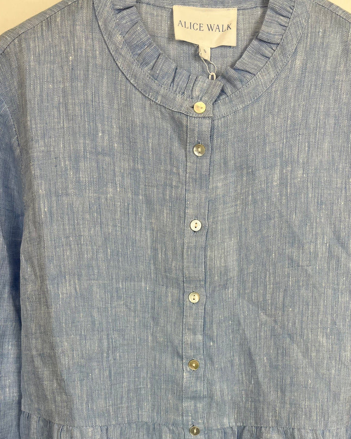 Sky Blue Long Linen Dress - XS, S, M, L, XL