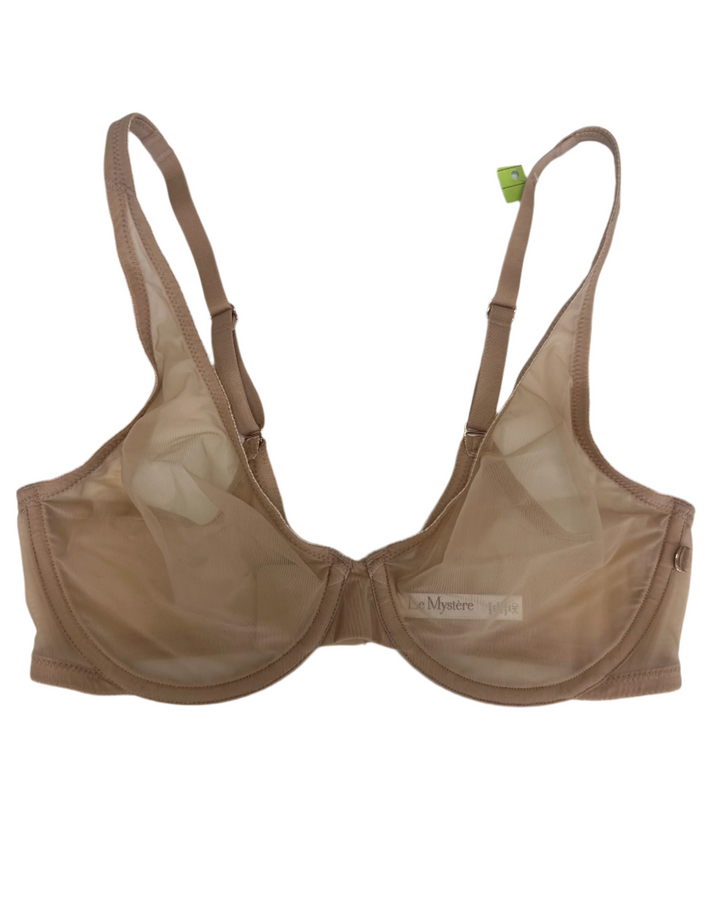 Tan Unlined And Sheer Bra - 34D