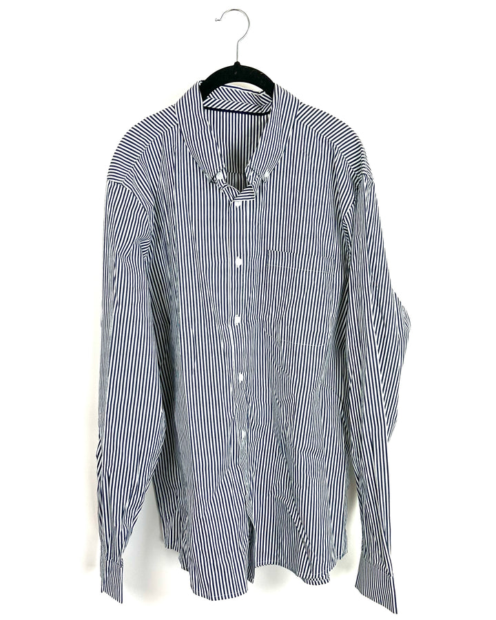 Blue Striped Collared Button Down- Size 8/10