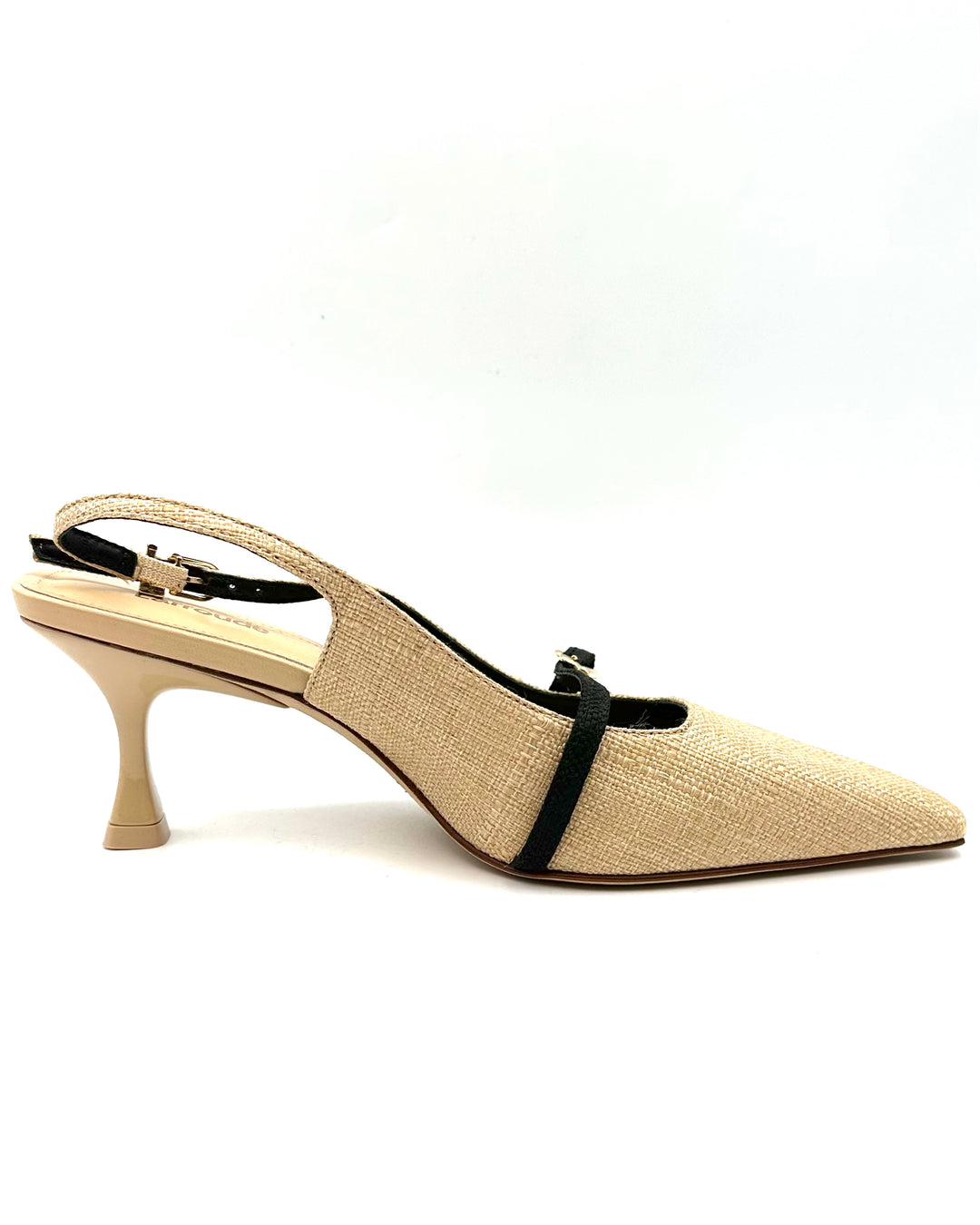 Brown Raffia Kitten Heel - Size 6.5