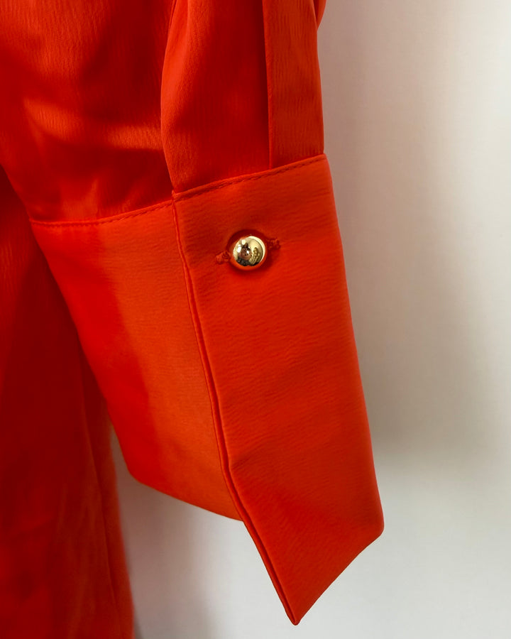 Orange Long Sleeve Wrap Dress - Size 6/8