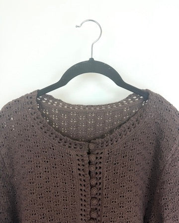 Chocolate Brown Crochet Cardigan - Size 6/8