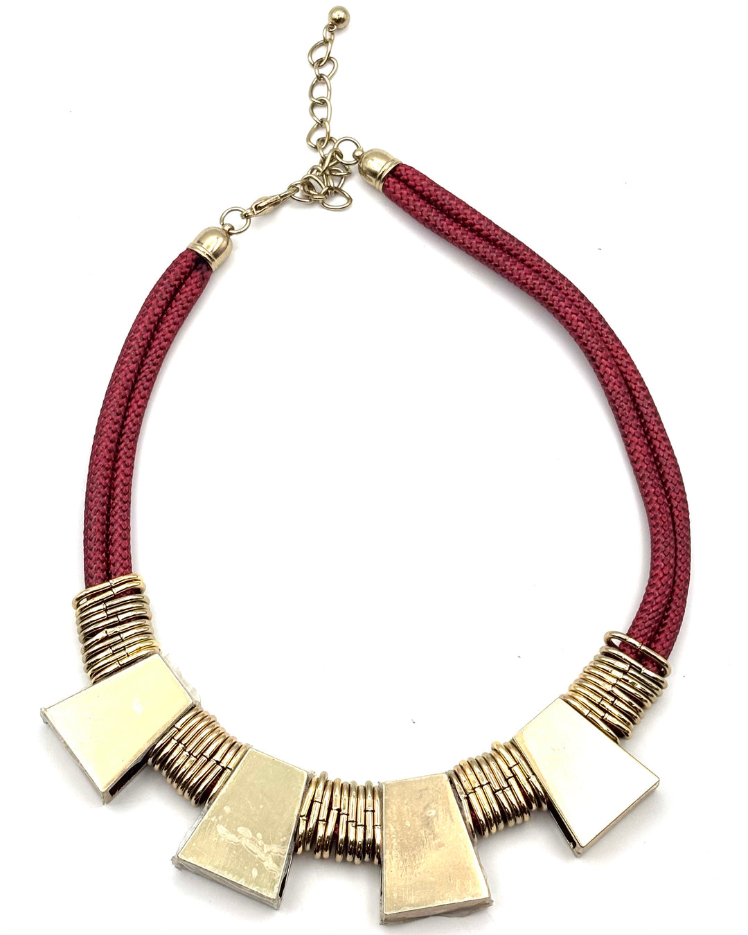 Red Statement Necklace With Gold Details