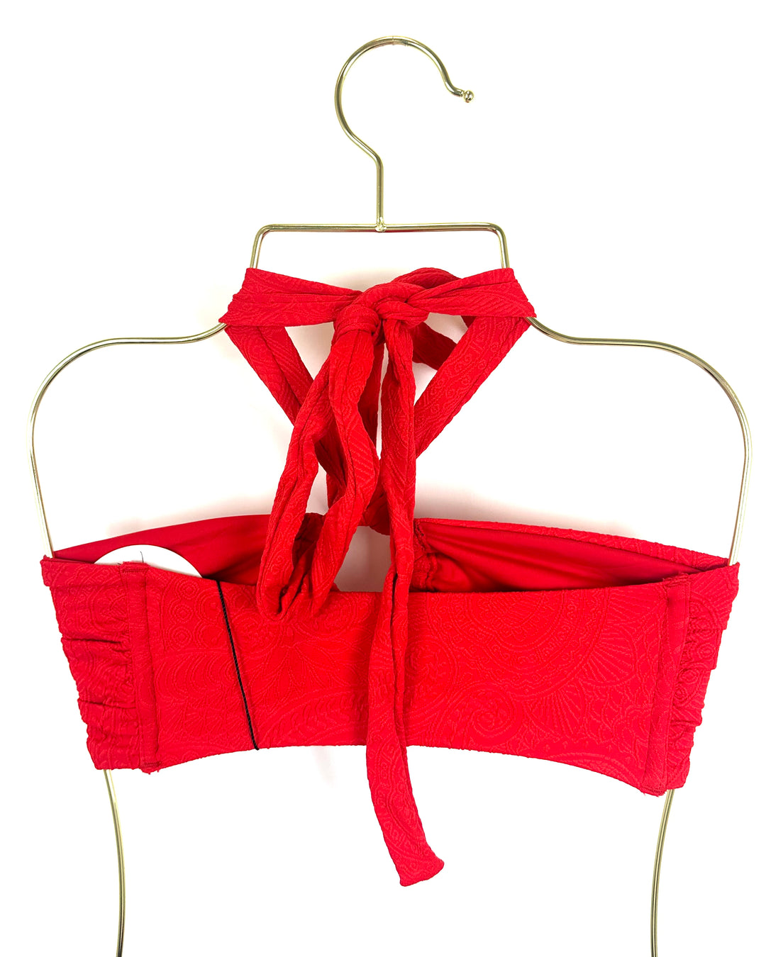 Red Embossed Versatile Bandeau Bikini Top - XS and XXL,