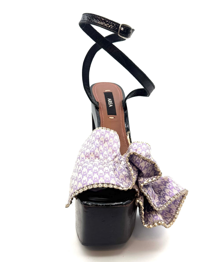 Lavender Purple Ruffle Monogram Platform Sandal - Size 41