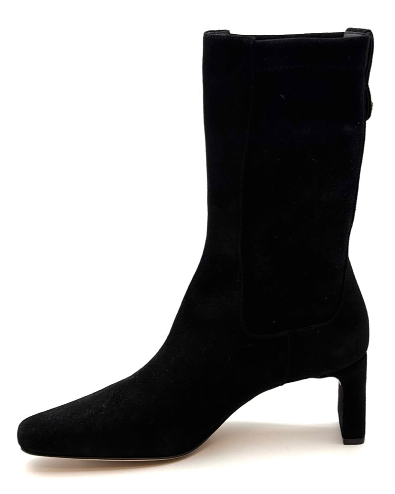 Black Suede Gold Floral Booties - Size 6.5