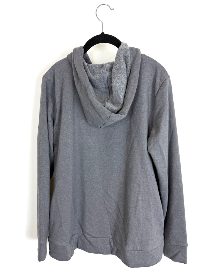 Gray Striped Zip Up Jacket - Size 6/8