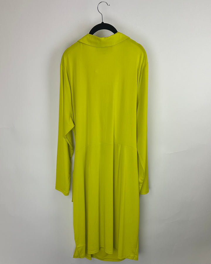 Neon Yellow Wrap Tunic Dress - Size 2x