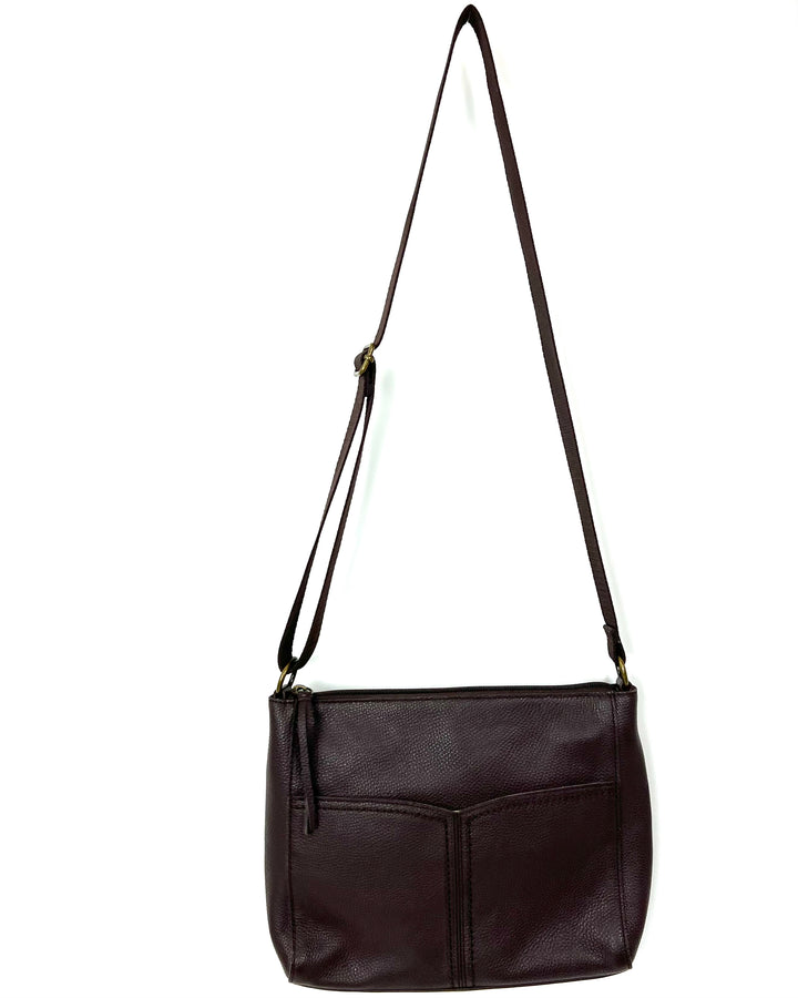 Brown Leather Shoulder Bag With Adjustable Strap