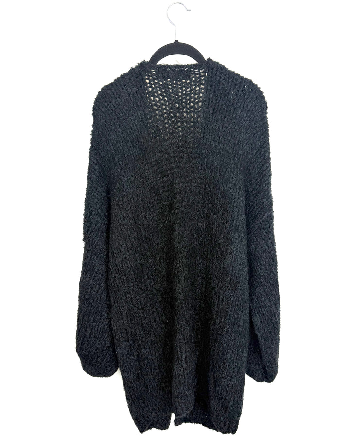 Black Open Knit Cardigan - Size 8/10