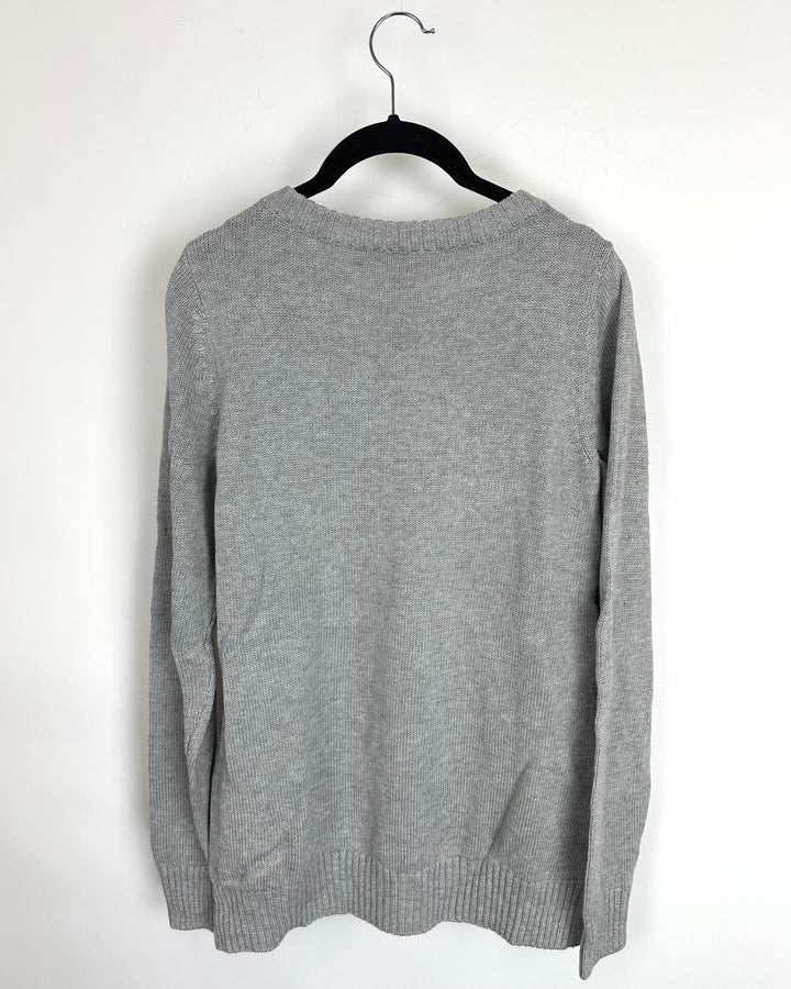 Grey Knit Heart Sweater - Size 6/8
