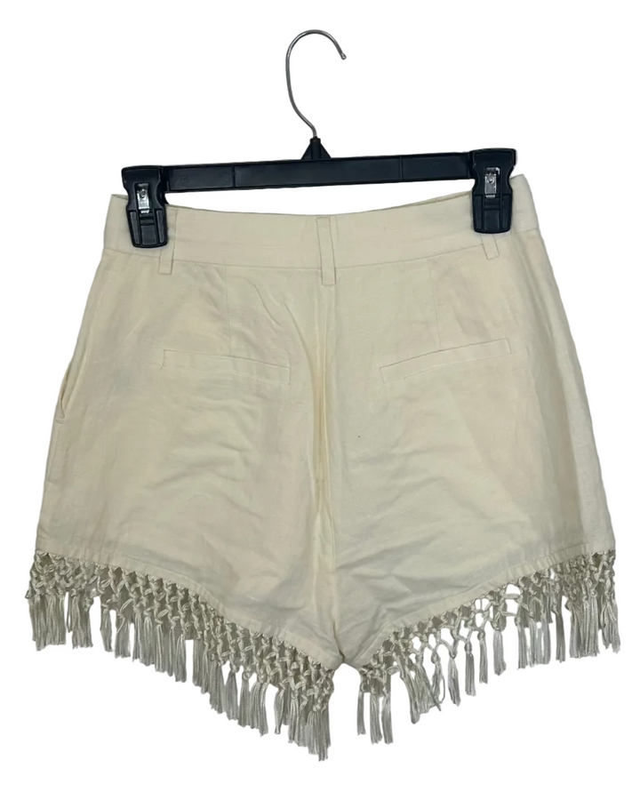 Ivory Fringe Shorts - Size 0