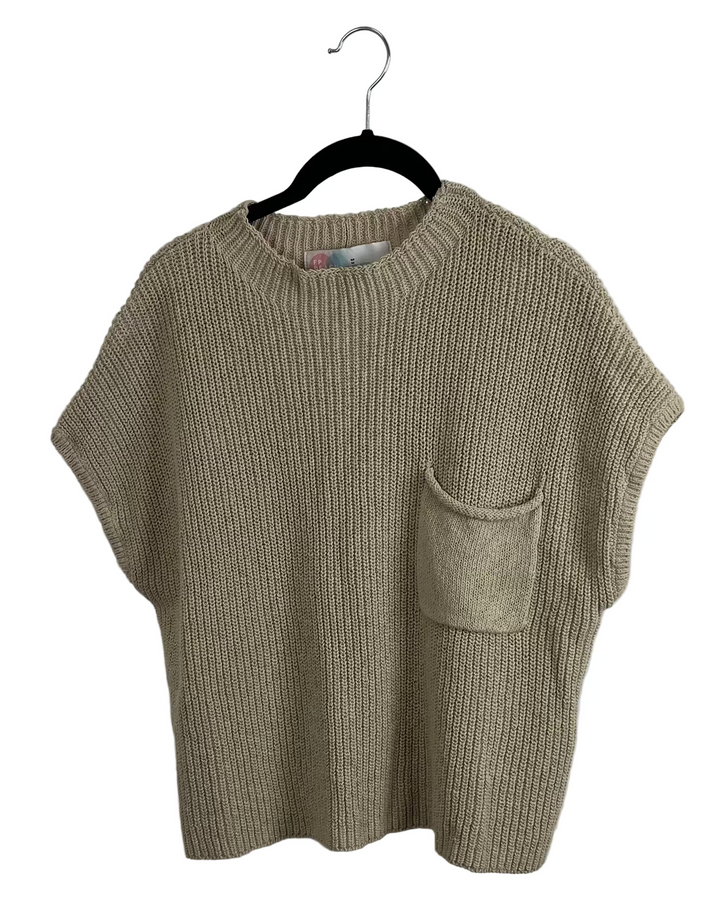 Beige Short Sleeve Sweater Top - Size 4/6