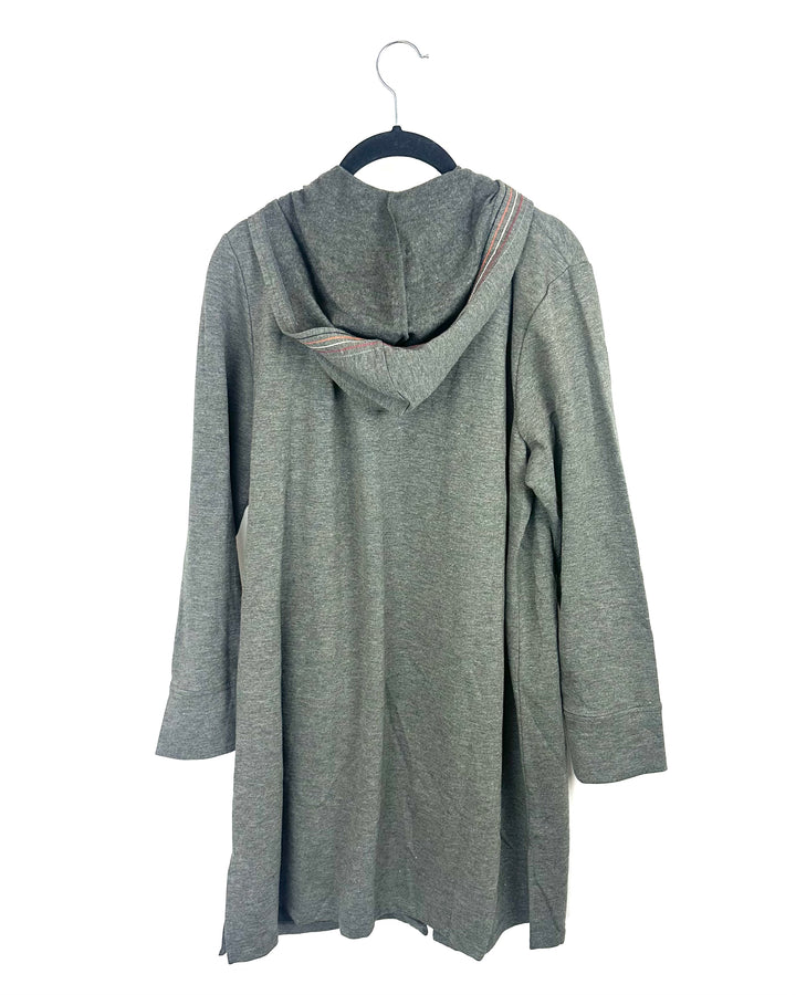 Heather Grey Long Zipper Jacket - Size 6/8