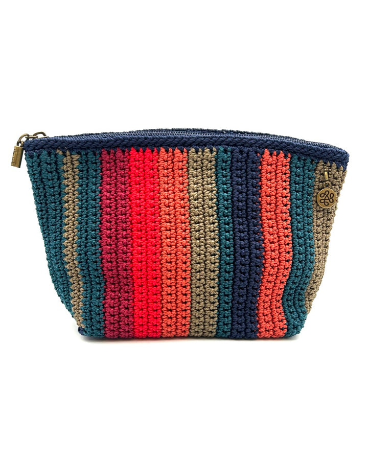 Blue Multicolor Crochet Pouch / Wristlet
