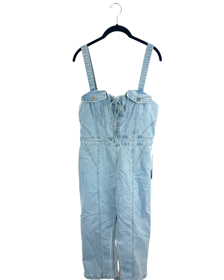 Soft Light Blue Denim Dress - Size 6/8