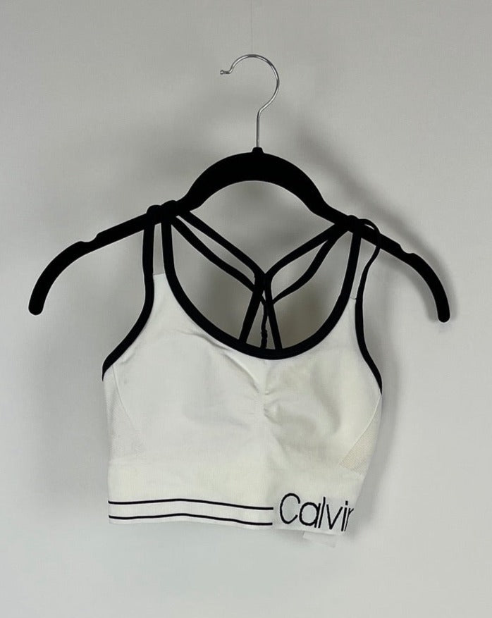 Performance White And Black Sports Bra - Small