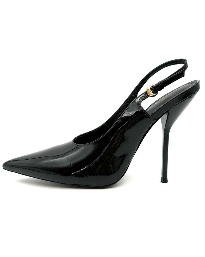 Black Patent Leather Slingback Heel - Size 6.5 - 10