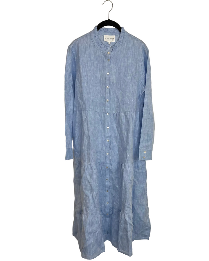 Sky Blue Long Linen Dress - XS, S, M, L, XL