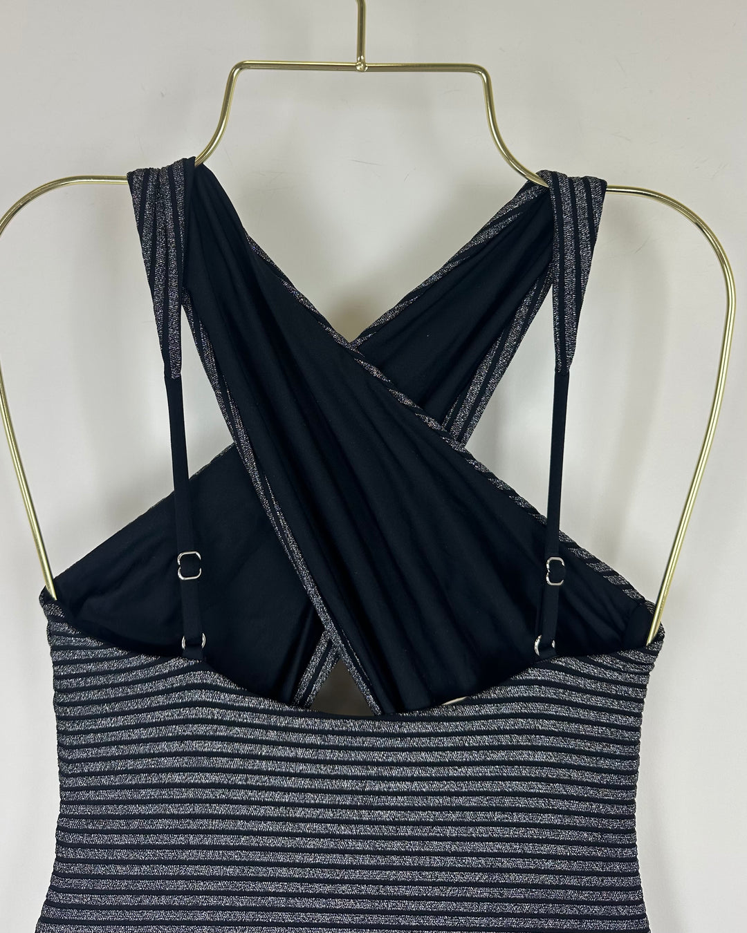 Metallic Black Halter One Piece Swimsuit -  XS